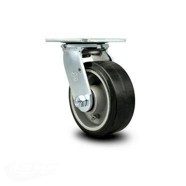 4 in Caster Wheel 441 LB Swivel with Brake Zinc Plated Caster White Nylon Center Red Polyurethane tire 